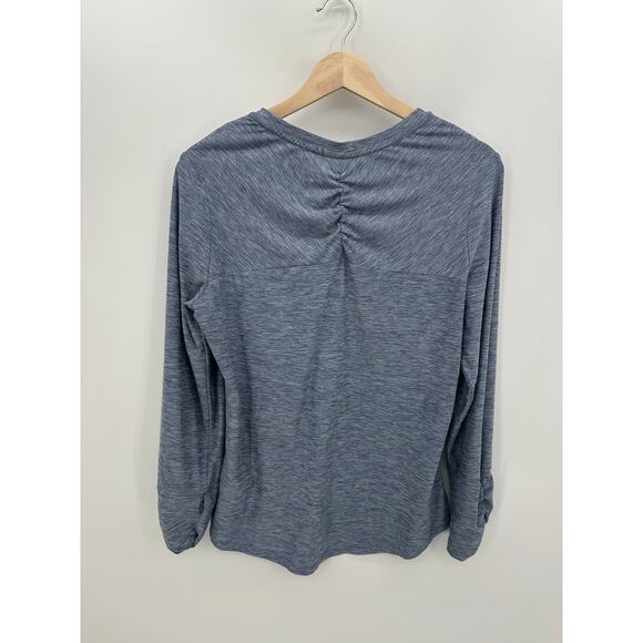 Title Nine Shirt Women Large Blue Long Sleeve Cinch Sleeve Workout Training - Picture 2 of 8